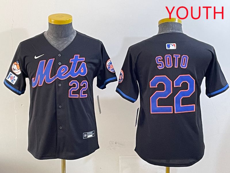 Youth New York Mets #22 Soto Black Game Fashion 2025 Nike MLB Jersey style 2